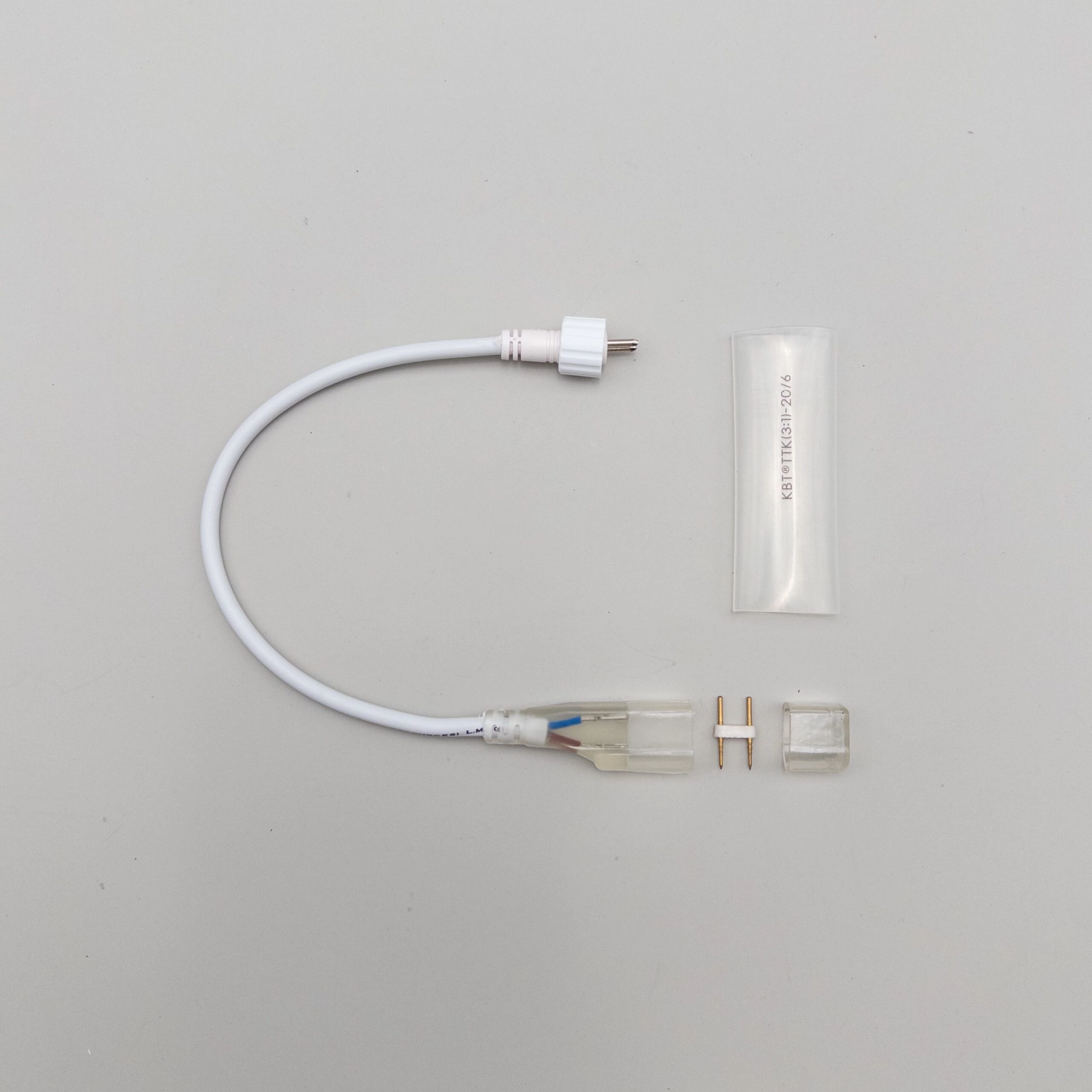 Установочный Комплект с Коннектором для Неона 8х16мм 24В, Белый