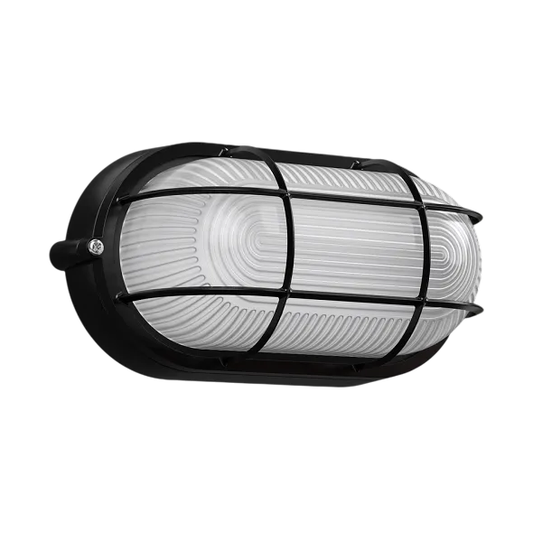 Светильник накладной 1хЕ27 Чёрный IP54 ОВАЛ с решёткой НПП 1402 - IEK