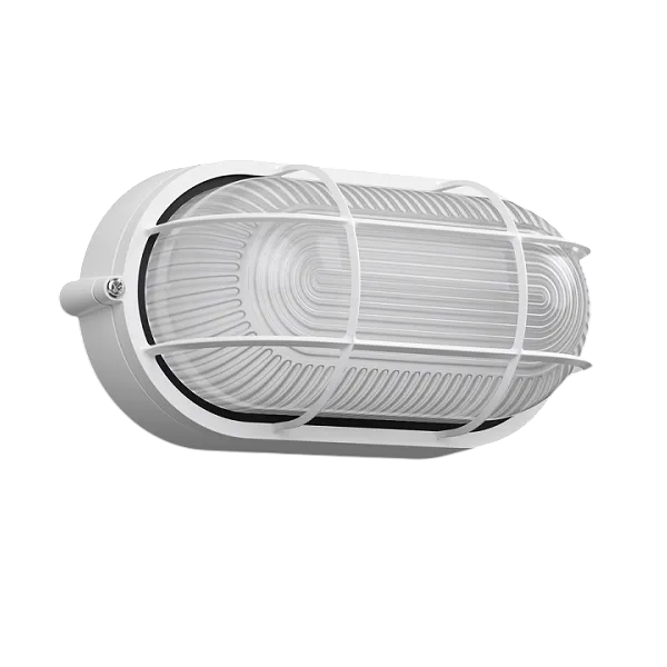 Светильник накладной 1хЕ27 Белый IP54 ОВАЛ с решёткой НПП 1402 - IEK