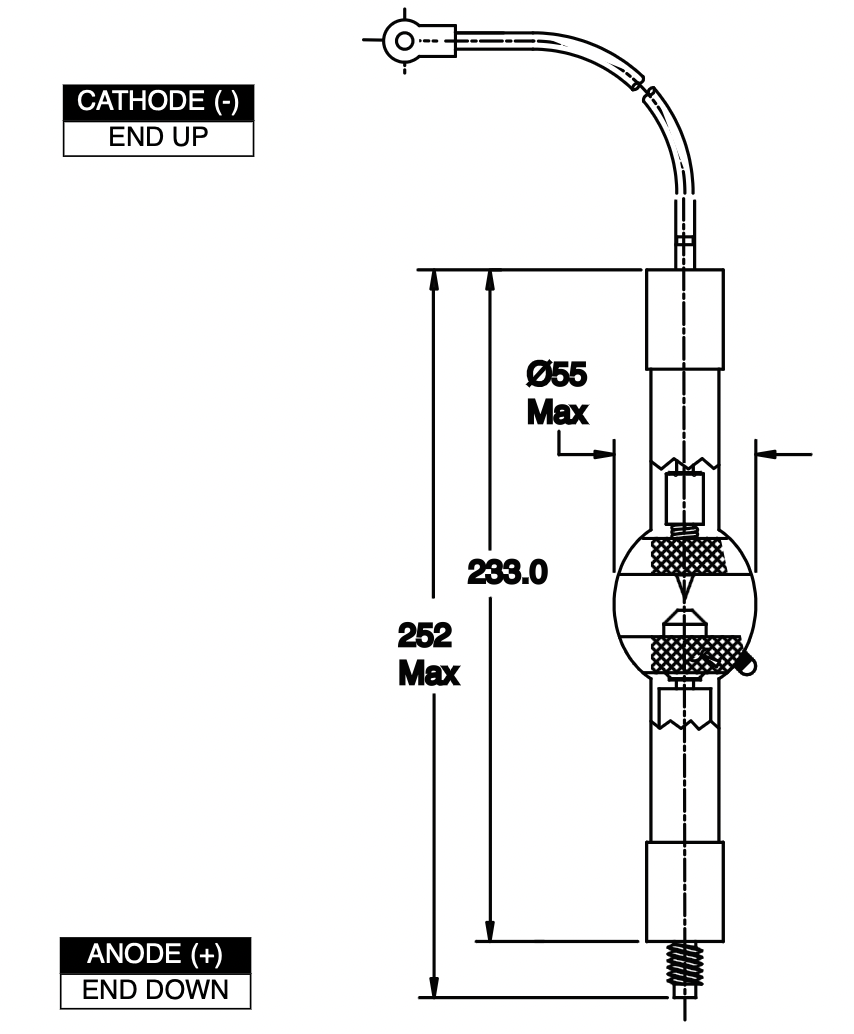 Лампа ртутная для фотолитографии USHIO SUV-2001 NIL (HBO 2001W/NIEL)